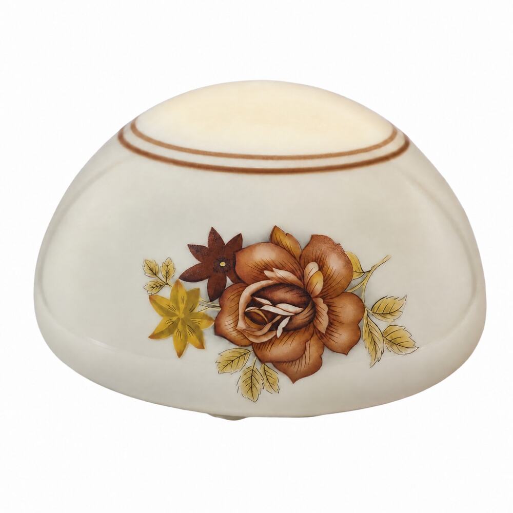 Cabbage Rose Round Glass Globe Light Cover Replacement Ceiling Fixture Vintage